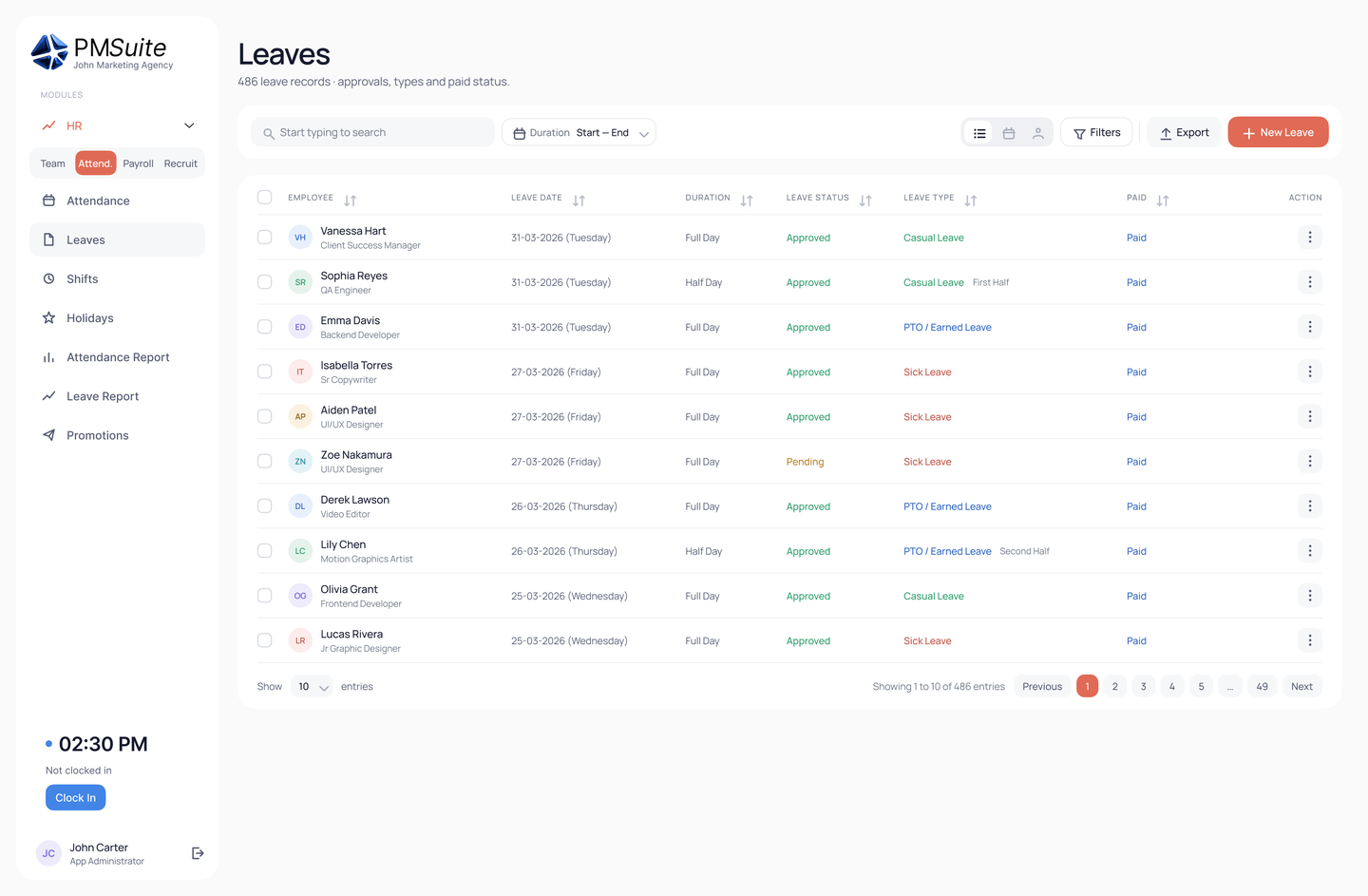 PMSuite Leave Management